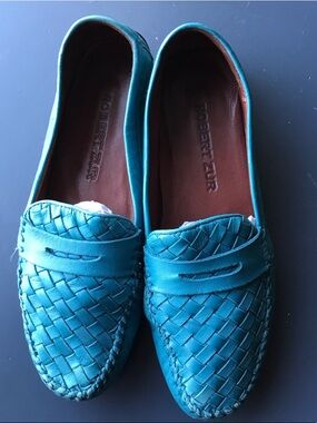 Robert Zur Teal Woven Leather Loafers